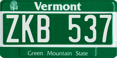 VT license plate ZKB537