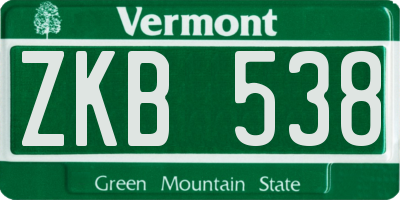 VT license plate ZKB538