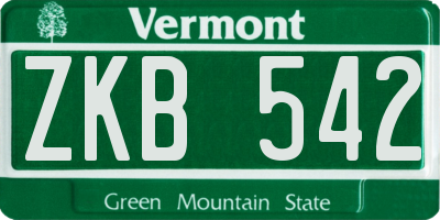 VT license plate ZKB542