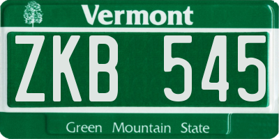 VT license plate ZKB545