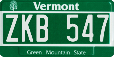 VT license plate ZKB547