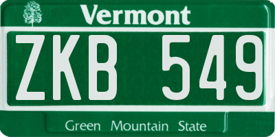 VT license plate ZKB549