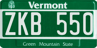 VT license plate ZKB550