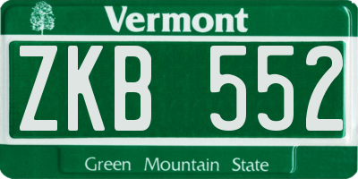 VT license plate ZKB552