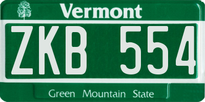 VT license plate ZKB554