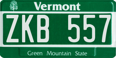 VT license plate ZKB557