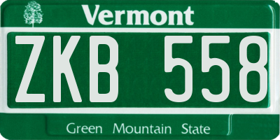 VT license plate ZKB558
