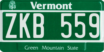 VT license plate ZKB559