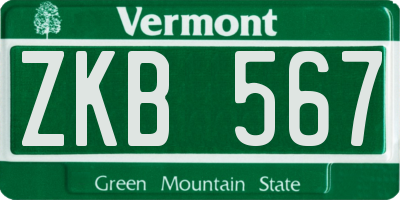 VT license plate ZKB567