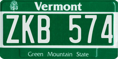 VT license plate ZKB574
