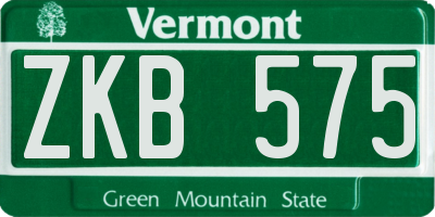 VT license plate ZKB575