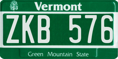 VT license plate ZKB576