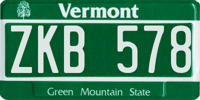 VT license plate ZKB578