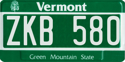 VT license plate ZKB580