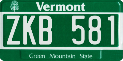 VT license plate ZKB581