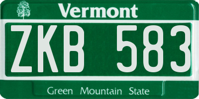 VT license plate ZKB583