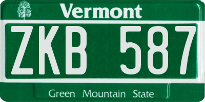 VT license plate ZKB587