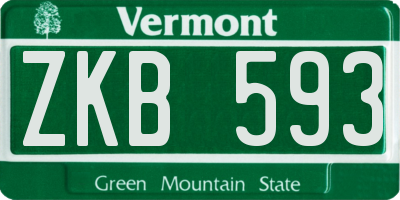 VT license plate ZKB593