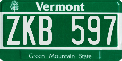 VT license plate ZKB597