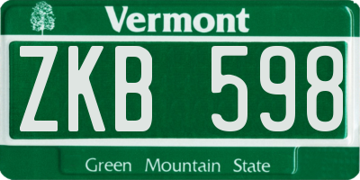 VT license plate ZKB598