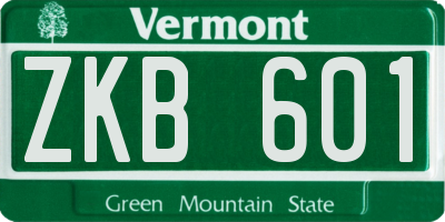 VT license plate ZKB601