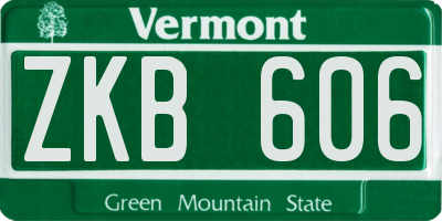 VT license plate ZKB606