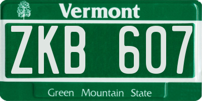 VT license plate ZKB607