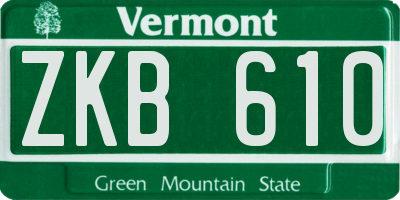 VT license plate ZKB610