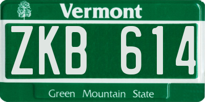 VT license plate ZKB614