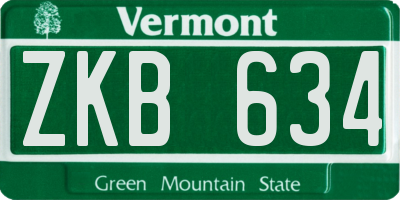 VT license plate ZKB634