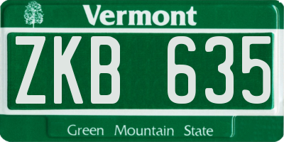 VT license plate ZKB635