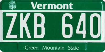 VT license plate ZKB640