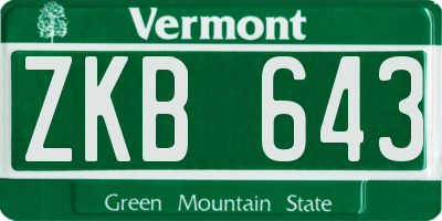 VT license plate ZKB643