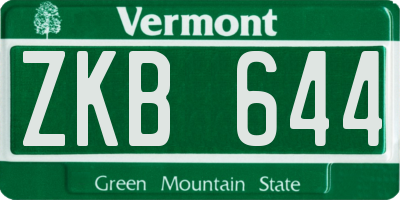 VT license plate ZKB644