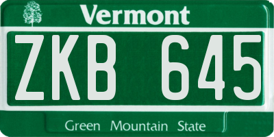 VT license plate ZKB645