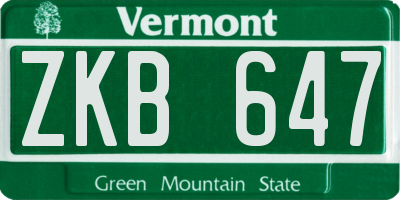 VT license plate ZKB647