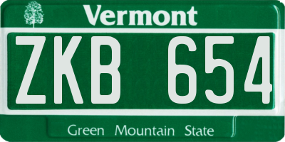 VT license plate ZKB654