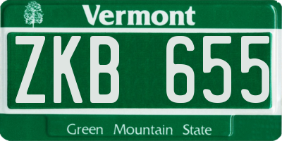 VT license plate ZKB655