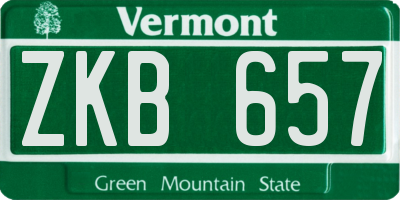 VT license plate ZKB657