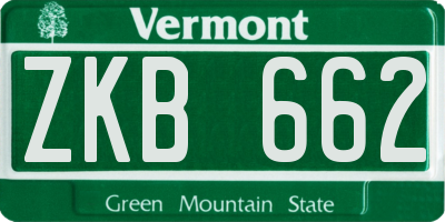 VT license plate ZKB662