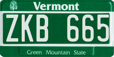 VT license plate ZKB665