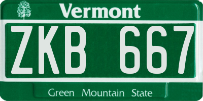 VT license plate ZKB667