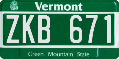 VT license plate ZKB671