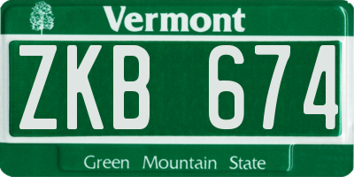 VT license plate ZKB674