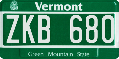 VT license plate ZKB680