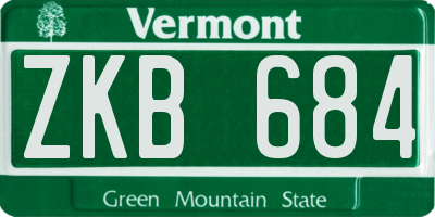 VT license plate ZKB684