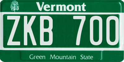 VT license plate ZKB700