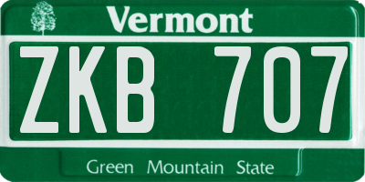 VT license plate ZKB707
