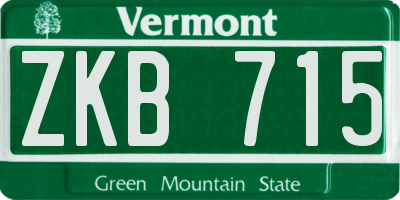 VT license plate ZKB715