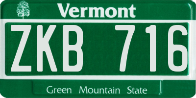 VT license plate ZKB716